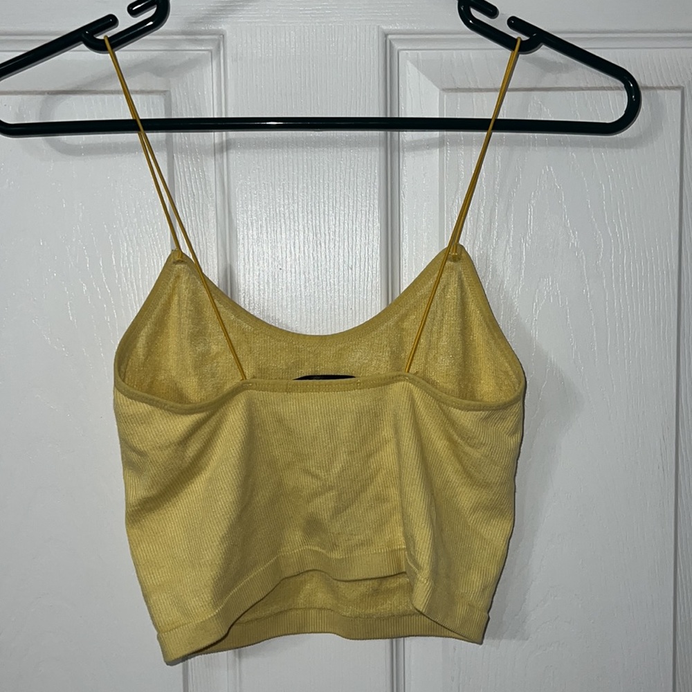 Yellow Ribbed Cropped Tank - Picture 2 of 4